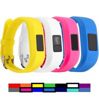 Dunfire for Garmin Vivofit 3 and Vivofit JR, Colorful Accessory Wristbands and Clip Case for Garmin Vivofit 3 and Vivofit JR (4PCS - Yellow&White&Pink&Sky Blue, Small for Kids)