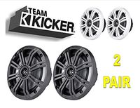 (2) Pair of Kicker 41KM654CW 6.5" 2-Way Coaxial 4-Ohm Marine/Boat Speakers Totaling 780 Watt Peak/260 Watts RMS with 3/4 Inch Titanium Waterproof Tweeters