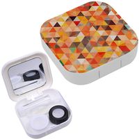 Portable Contact Lens Case Box Travel Kit Mirror + Bottle + Tweezers Container Holder [ Triangle ]