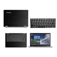 Black Brushed Aluminum skin decal wrap skin case + Semi Black Keyboard Cover for Lenovo yoga 700 14" laptop