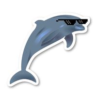Dolphin Sunglasses Sticker Funny Stickers - Laptop Stickers - 4" Vinyl Decal - Laptop, Phone, Tablet Vinyl Decal Sticker S140779