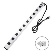 10 Outlets Heavy Duty Metal Power Strip,Aluminum Workshop Power Strip Socket with 3.28 ft Power Cord and Power Switch.15A,125V,1875W (Silver)