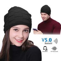 New Beanie Bluetooth Hat!Ninge Bluetooth Beanie Hat with Detachable Stereo Speakers & Microphone - Winter Fitness Outdoor Sports -Rechargeable USB -Black