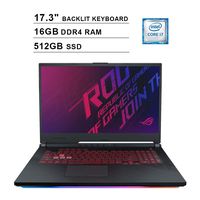 2020 ASUS ROG 17.3 Inch FHD 1080P Gaming Laptop (Intel 6-Core i7-9750H up to 4.5GHz, NVIDIA GTX 1660 Ti 6GB, 16GB DDR4 RAM, 512GB SSD, Backlit KB, WiFi, Bluetooth, HDMI, Windows 10)