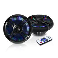 Pyle Hydra Dual 6.5'' Waterproof Marine Grade Speakers, Built-in Multi-Color LED Lights, 250 Watt, Pair (Black)
