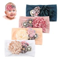 Makone Baby Headbands with Bows-Handmade Stretchy Nylon Pom Pom Bun 5.5 inch Big Hair Bow Headband for Infant Baby Girls-Style12