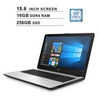 HP Newest 15 15.6-Inch Premium Laptop, Intel Dual Core i3-7100U 2.4 GHz, Intel UHD Graphics 620, 16GB DDR4 RAM, 256GB SSD, USB Type-C, HDMI, WiFi, Bluetooth, Webcam, Windows 10, Silver