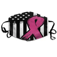 Breast Cancer Pink Ribbon USA American Flag Dust Mask,Washable and Reusable Cleaning Gardening Outdoor Activities Warm Windproof Mask