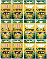 Crayola Chalk Sticks, 6 White Boxes + 6 Colored Boxes, 12 Sticks Per Box (Total 144 Chalk Sticks)