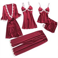 Alalaso 5PCS Women Sexy Lace Lingerie Nightwear Underwear Babydoll Sleepwear Dress