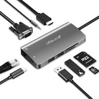 USB C Hub,Cirago 9-in-1 USB C Adapter to 4K HDMI, VGA & Audio, Ethernet, SD/TF Card Reader, 2 USB 3.0 Port, PD 60W Fast Charging Port for MacBook/Pro/Air(2016/17/18), Chromebook and More USB C Devices