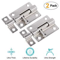 Door Security Slide Latch Lock, 3 inch Barrel Bolt with Solid Heavy Duty Steel to Keep You Safe and Private, Brushed Nickle Finish Door Latch Sliding Lock with 12 Screws (Silver-2 Pack)
