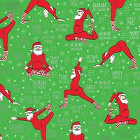 JILLSON & ROBERTS Christmas Gift Wrap, Santa Yoga Namasleigh - 1 Jumbo Roll 10 feet x 30 inches (XJ767)