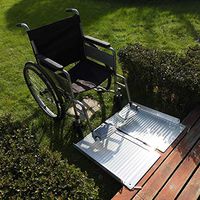 JY 2 FT Portable Folding Wheelchair Ramps Non-Skid Aluminum Single Fold Wheelchair Loading Traction Threshold Ramp with Ribbed Surface and Carrying Handle, Holds up to 600 lbs