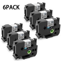 Unistar 24mm TZe-S251 Extra Strength Adhesive Tape Replacement for Brother P-Touch TZe S251 TZ-S251 24mm Label Maker Tape Black on White 1 Inch 26.2 Feet(8m) Pack of 6