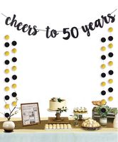 Moohome Cheers to 50 Years Gold Glitter Banner for Adult 50th Birthday Party Supplies Wedding Anniversary Party Decorations