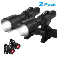 Keenstone Bike Light Set, Rechargeable Bike LED Lights Front and Back 2 Pack, Bicycle Headlight 700 Lumen Zoomable and Bike Taillight Easy Install & Quick Release Includes Batteries and Charger