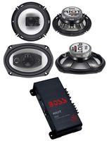 2 Boss R94 6x9 500W 4 Way Car + 2 6.5" 300W 3 Way Speakers + 200W 2-Ch Amp