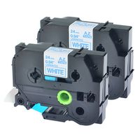 NineLeaf Replace Label Tape Blue on White Laminated Tape TZe-253 Tz253 Compatible for Brother PT-D600 PT-D600VP PT-P700 PT-2430PC PT-2730 PT-2730VP (1inch x 26.2ft, 24mm x 8m) 2-Pack