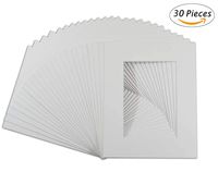 ITTA Mat Board Center, Pack of 30 11x14 WHITE Picture Mats with White Core Bevel Cut for 8x10 Pictures