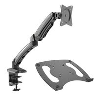Gibbon Mounts Monitor Desk Mount with Full Motion Gas Spring Riser VESA 75X75 and 100X100 or Free Removable Strong Steel Tray for Laptop 13" to 17"