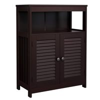 VASAGLE Bathroom Storage Floor Cabinet, Free Standing Cabinet with Double Shutter Door and Adjustable Shelf, Brown UBBC40BR