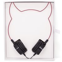 Lux Accessories Red Devil Ears Headphones Wire Frame Horns Headset w Microphone