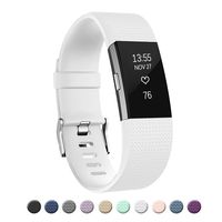 POY Replacement Bands Compatible for Fitbit Charge 2, Classic Edition Adjustable Sport Wristbands, Small White