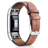 For Fitbit Charge 2 Band Leather, AISPORTS Fitbit Charge 2 Leather Band Smart Watch Band Adjustable Replacement Band Metal Bracelet Buckle Clasp Wrist Band for Fitbit Charge 2 Fitness Accessories