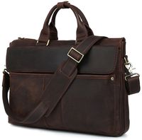 Iswee Men Leather Briefcase Messenger Bag 16" Laptop Case Tote Shoulder Bag Attache Case(Dark Brown)