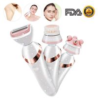 Ladies Electric Shaver Electric Razor Bikini Trimmer,3 in 1 Facial Cleansing 3D Face Massager Waterproof Electric Razor Use Wet or Dry for Leg, Underarm, Bikini Line, Facial Cleansing,Massage