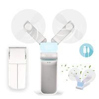 Mini Handheld Fan,Dual Head Strong Airflow Personal Portable Cooling Fan Foldable Desk Fan with 2 Speeds and USB Rechargeable Summer Cooler for Home Office Camping Traveling Picnic (White)