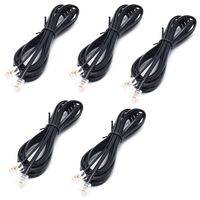 Sscon 6.5ft Black Telephone Landline Extension Cord Cable Line Wire with Standard RJ-11 6P4C Plug (Pack of 5)
