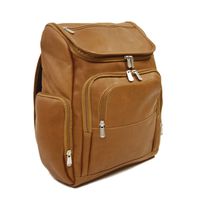 Piel Leather Multi-Pocket Laptop Backpack, Saddle, One Size