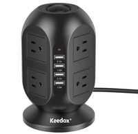 Keedox Power Strip Tower Surge Protector, 8 Outlet 4 USB Ports Electric Charging Station, Multi Plug Outlet with 10Ft Long Extension Cord