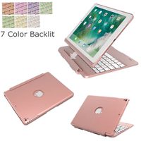 Keyboard Cover for iPad air, Vacio 7 Color Backlit Detachable Smart Keyboard Case Slim Fit Folio Back Cover with Wireless Bluetooth Keyboard for iPad Air (Rose Gold)