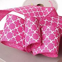 2 1/2" X 10 Yards Fuchsia Faux Canvas Quatrefoil Ribbon