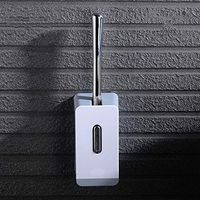 Celbon Toilet Brush Holder Modern Design,Bathroom Cleaning Brush Holder Set Without Drilling Self Adhesive （White One）…