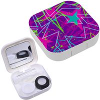 Portable Contact Lens Case Box Travel Kit Mirror + Bottle + Tweezers Container Holder [ Stars Spray ]