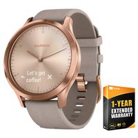 Garmin Vivomove HR Premium Rose Gold w/Gray Suede Band + Extra Band Granite Blue (010-01850-19) with 1 Year Extended Warranty