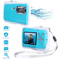 Waterproof Digital Camera Kids with Free 16GB Memory Card, Kids Underwater Camera 21MP HD Underwater Action Camera Camcorder 2.0 inch LCD Screen, 8X Digital Zoom 