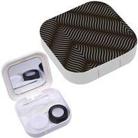 Portable Contact Lens Case Box Travel Kit Mirror + Bottle + Tweezers Container Holder [ Modern Stylish Geometric ]