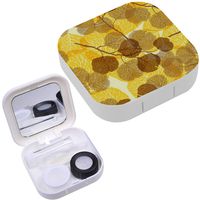 Portable Contact Lens Case Box Travel Kit Mirror + Bottle + Tweezers Container Holder [ Leaves ]