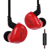 KZ ZSR in Ear Headphone 1DD & 2BA KZ Headphone, DJ Monitors IEM with 0.75mm 2Pin Detachable Cable Memory Wire for Running Walking Jogging (Red with Mic)