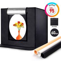 Eslibai Photo Box, Photo Light Box 24x24x24 Inches/60x60x60cm Professional Light Box 126 LED Light Photo Studio Shooting Tent with 3 Background Papers for Product Photography