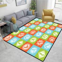 Bigdatastore Large Size Area Rug Indoor, Mind and Body Theme Different Poses with Lotus Flower Motifs Colorful, Fashionable High Class Living Dinning Room(8'x 10')
