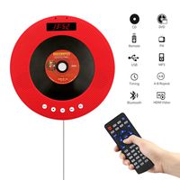 YOOHOO Portable CD/DVD Player with Bluetooth,Wall Mountable CD DVD Player HDMI Built-in HiFi Speakers with Remote for TV,Music Player Support FM Radio USB SD Card AV Jack (Red)