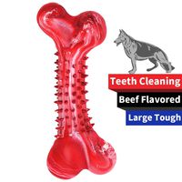ZGSZ Large Dog Toys Durable Dog Chew Toy for Aggressive Chewers, Indestructible Beef Flavored Tough Dog Bone Natural Rubber Teeth Cleaning Chews Non-Toxic Toy for All (Meat Color)