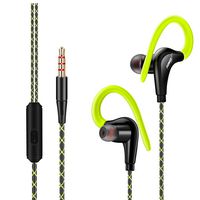 SANKER Sports Earphones Stereo Earbuds In-Ear Earphone Running Ear-hook Headphone with Mic (X Green)