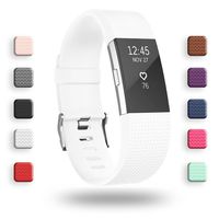 POY Replacement Bands Compatible for Fitbit Charge 2, Classic Edition Adjustable Sport Wristbands, Large White